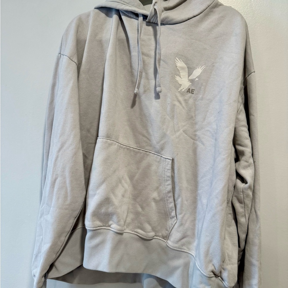 Men's Light Gray American eagle Hooded Sweatshirt
